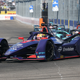 Robin Frijns, who won the second race of the New York City E-Prix, racing in Brooklyn.